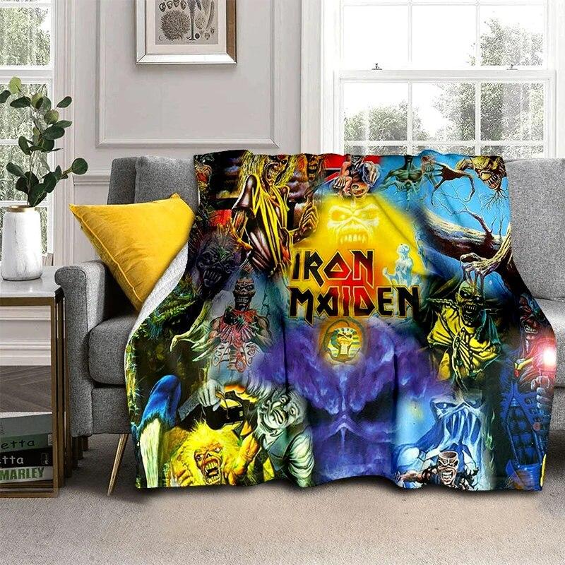 HD I-Iron Maiden Heavy Metal Band 3D Blanket,Soft Throw Blanket for Home Bedroom Bed Sofa Picnic Travel Office Cover Blanket Kid