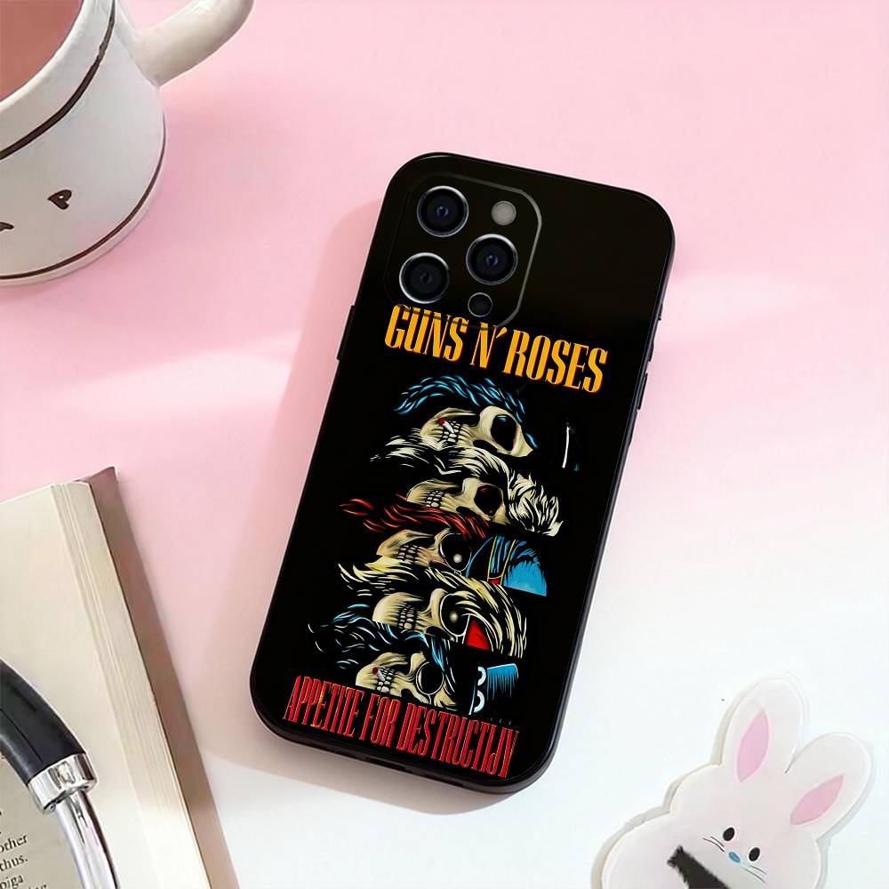 Band G-Guns N Roses    Phone Case For iPhone 17,16,15,14,13,12,11 Plus,Pro Max,Soft Silicone Black Cover