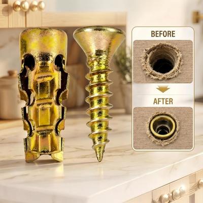 Tornillos de Expansión 6x14mm, Cabeza Avellanada de Ajuste Plano para Reparación de Bisagras de Armario, Tornillos de Expansión de Acero Resistente para Pared y Madera, Rosca de Reparación de Agarre Fuerte