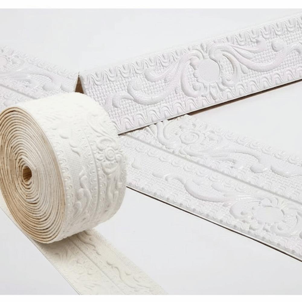 1 Roll Waterproof Ceiling Decoration Strip Self-Adhesive 3D Wall Sticker Antifouling Easy Installation Skirting Wall Stickers
