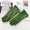 Ladies Sheepskin Gloves Classic Solid Color Versatile Leather Spring Knit Lining Cycling Driving Gloves Autumn