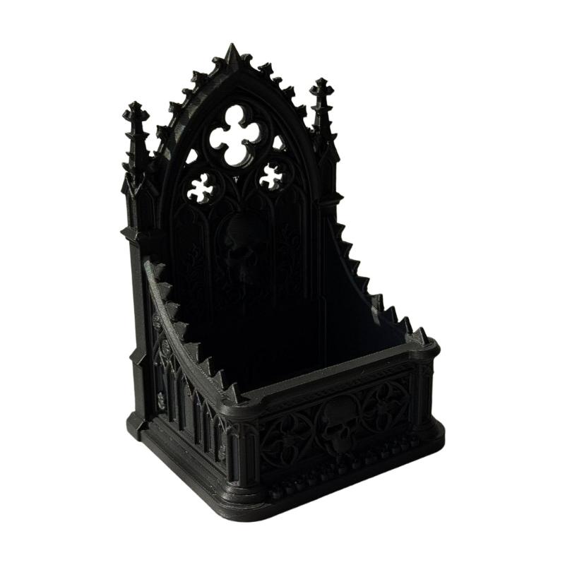 Elegant Dark Aesthetic Organiser Box With Detailed Skeleton Relief For Collectibles Display Storage Container