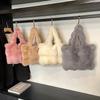 Women Faux Fur Solid Color Casual Shopper Tote Bag Winter Imitation Rabbit Hair Handbag Large Capacity Soft Shoulder Bag