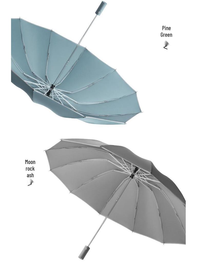 Baodini Windproof Extra Large Reverse Umbrella with Reflective Trim for Three People