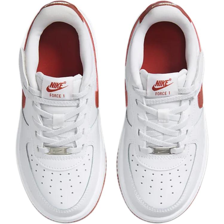 Nike Tênis Infantil de Cano Baixo Durável Fashion Air Force 1 Tênis Infantil Branco Vermelho FN0237-116