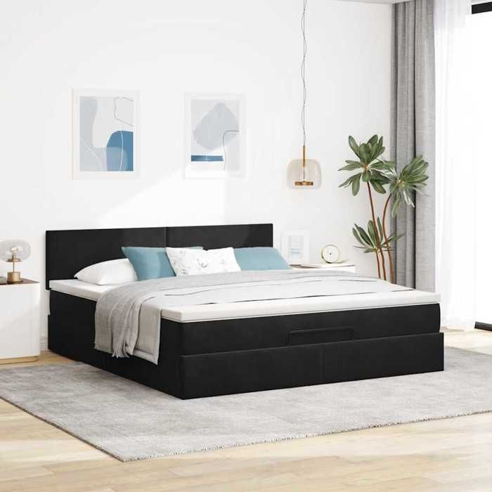 VidaXL Cadre de lit ottoman avec matelas noir 180x200 cm velours, cadre de lit, cadre de lit rembourré, cadre de lit ottoman 3311719