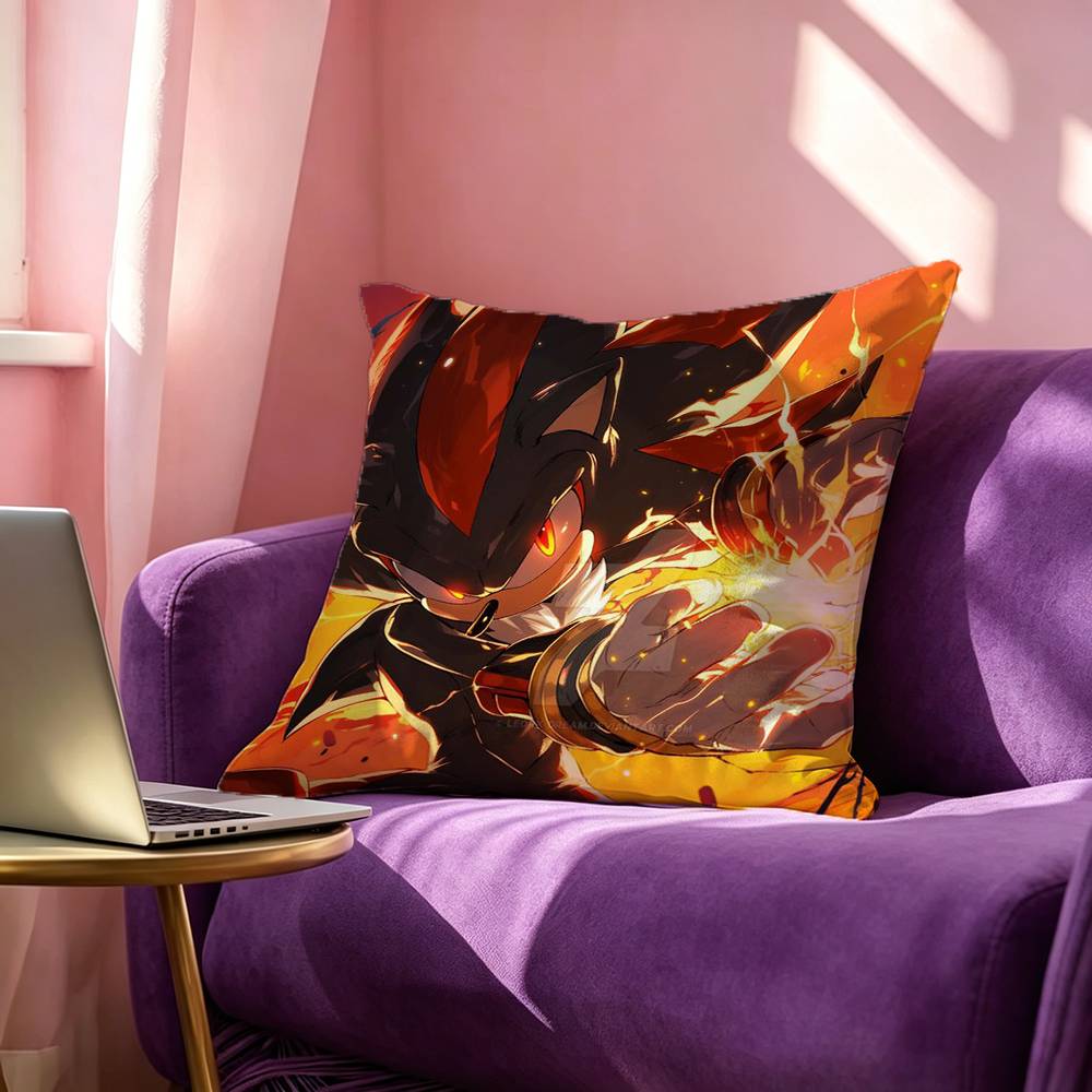Shadows SSonics Hedgehog Square DoubleSided printed Pillow Case Bedroom Bedside Pillow Sofa Cushion Cover