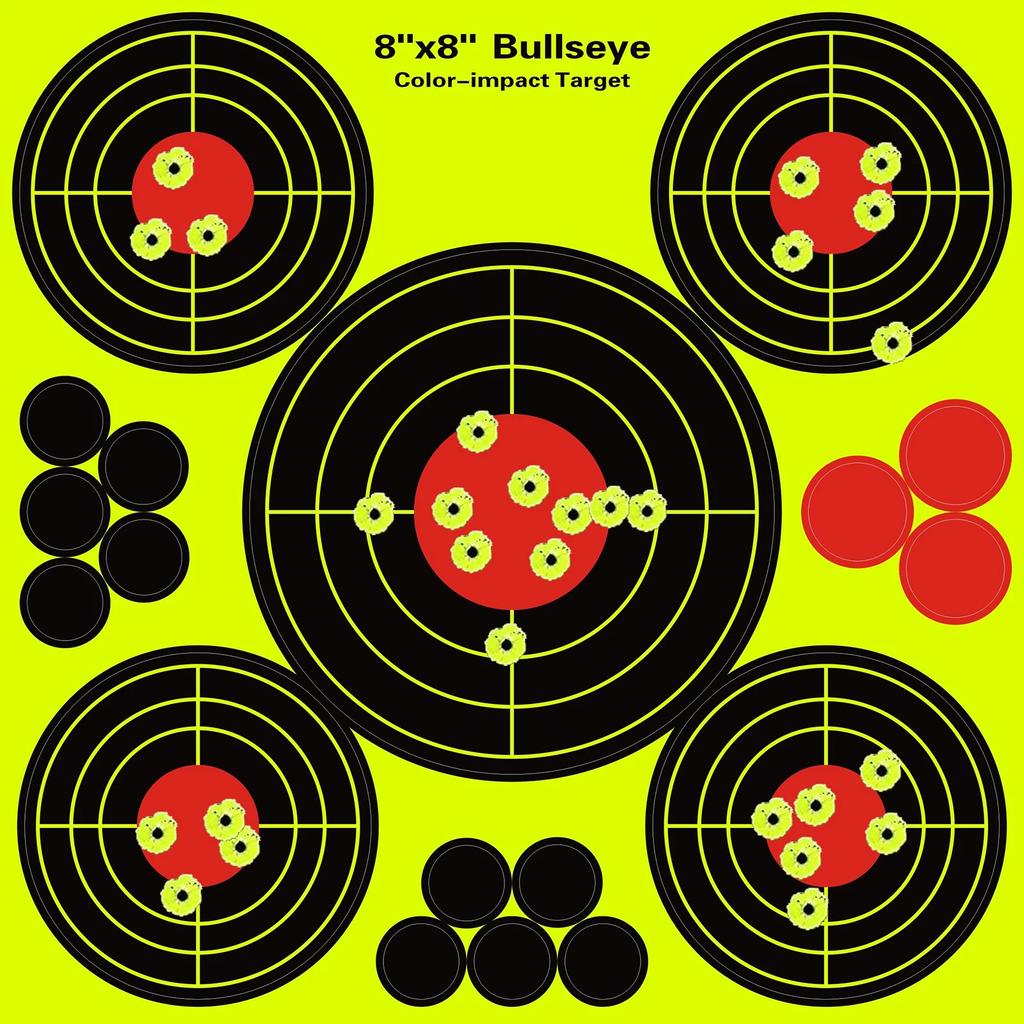 Splatter Targets Stickers Self Adhesive Shooting Targets Bullseye Shot with Bright Yellow Effect 8x8 Inch