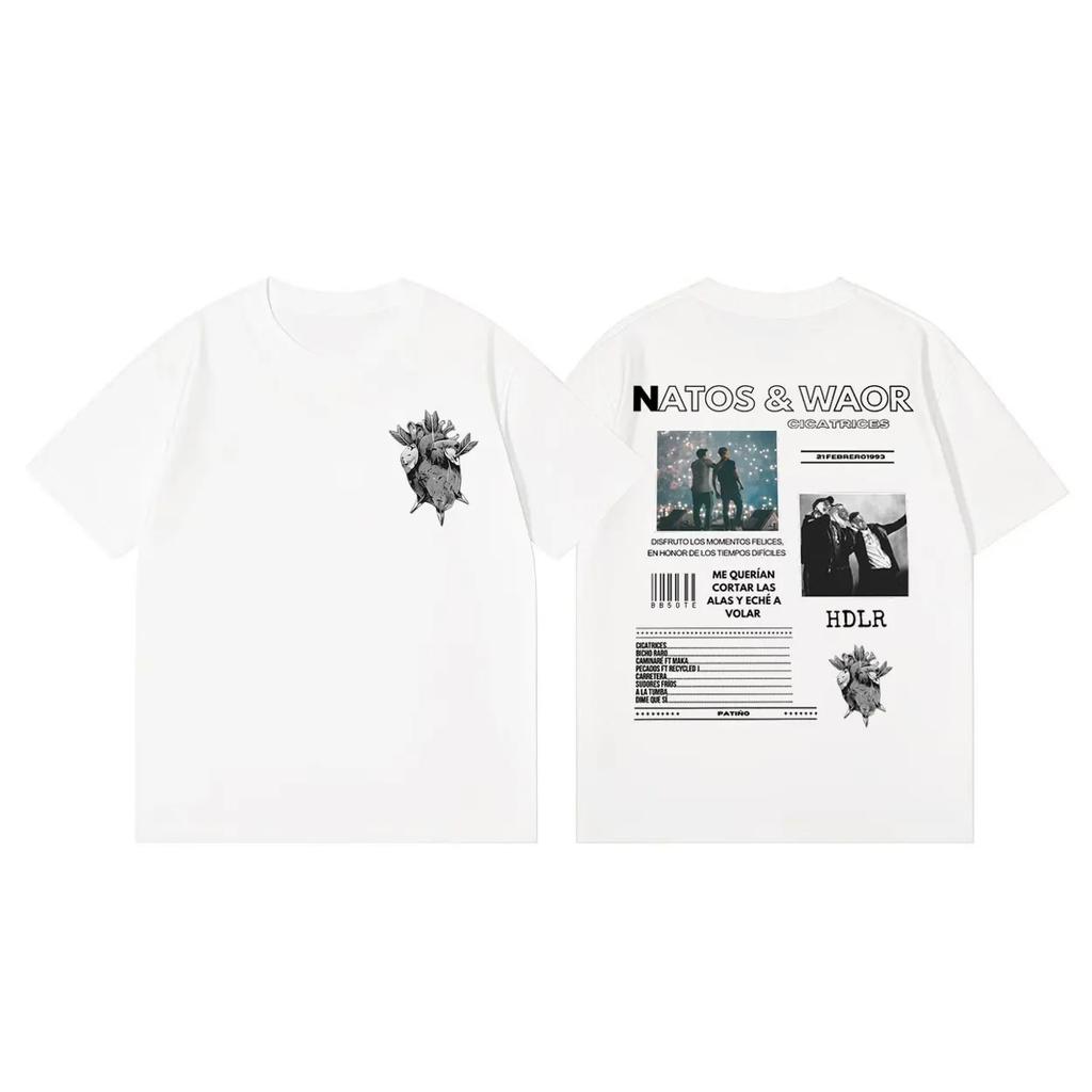 Unisex Women Hip Hop Vintage Short Sleeve T-shirts Rap Duo Natos Y Waor Tour 2026 T-shirt Summer Fashion Casual Oversized T Shirt