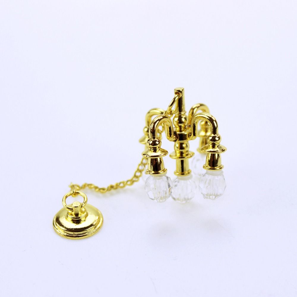 1:12 Scale Miniature Vintage Chandelier Gold/silver Crystal Light Model  Doll House Accessories