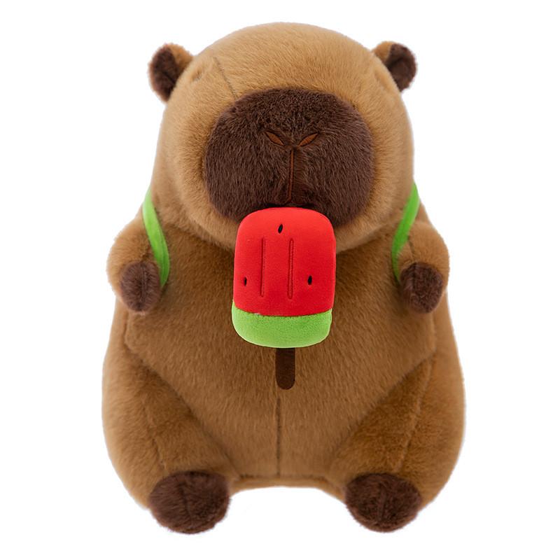 Ice Cream Watermelon Capybara Plush Toy With Transparent Backpack Animal Doll