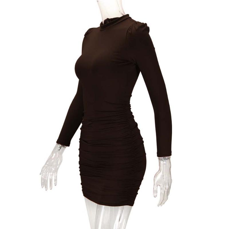 2026 Sexy Schlankes Langarmkleid mit Ballonärmeln Hüftbedeckendes Midikleid Damenbekleidung