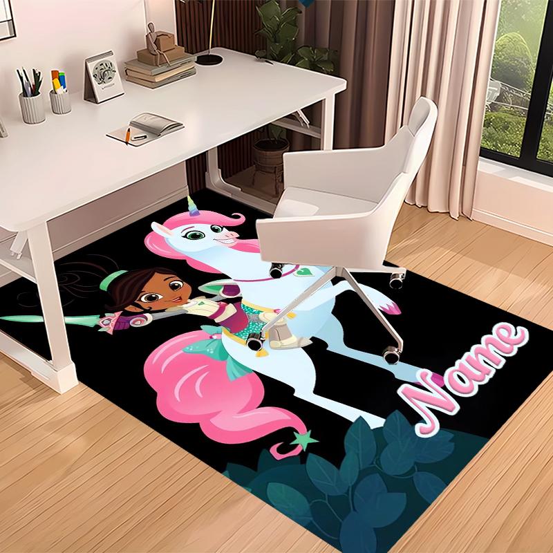 Custom personalization Nella the Princess Knight Print Area Rug - Soft, Washable Non-Slip Indoor Mat,Living Room,Home&Office Decorative Rug