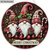 Festive Xmas Gnome Door Hanger Sign, Holiday Porch & Balcony Tin Art, Durable Metal Ornament for Indoor Outdoor Home Decor