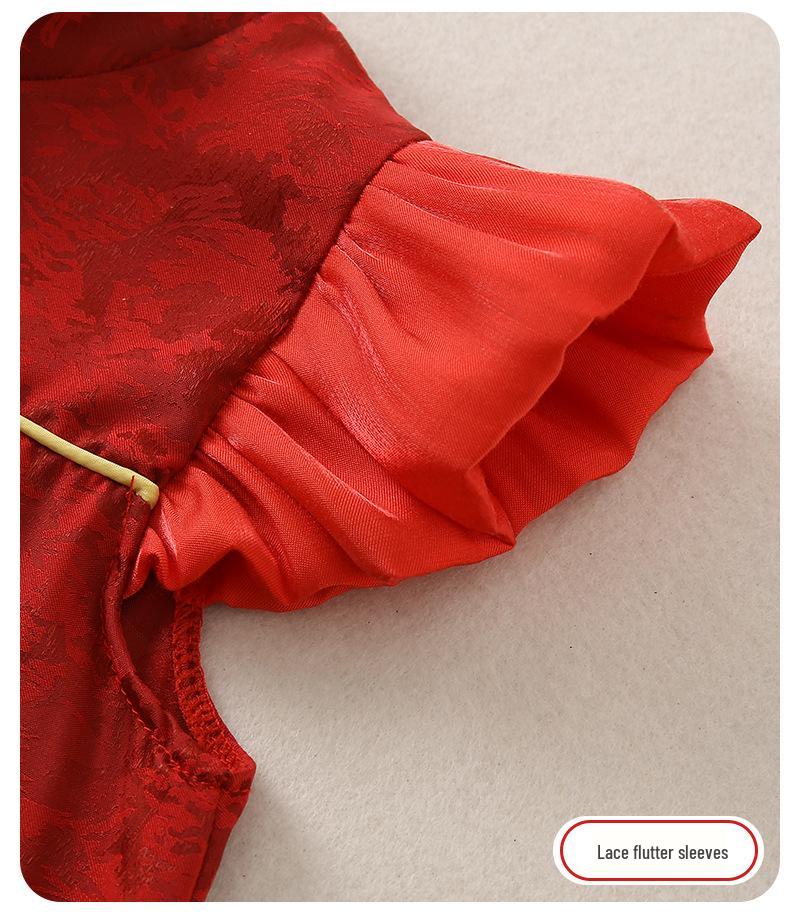 Girls' Summer 2026 Chinese-Style First Birthday Dress – Trendy Retro Design