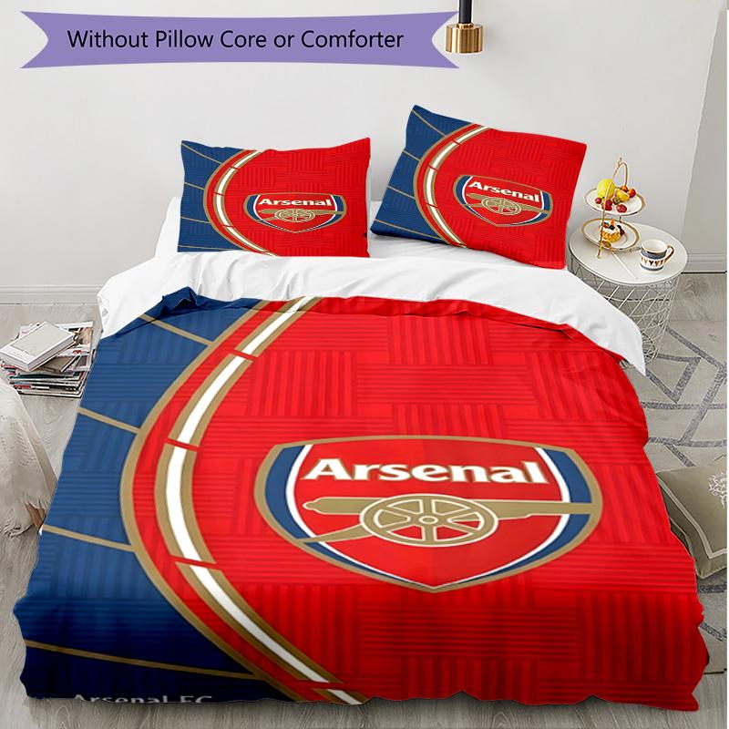 3pcs Duvet Cover Set (1*Duvet Cover + 2*Pillowcase, Without Core), Arsenal F.C Print Soft All‑Season Bedding Set, Home Bedroom Decor Gift