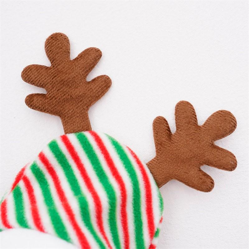 Pet Christmas Costume Small Dogs - Reindeer Themed Cozy Winter Outfit In Red Green Stripes XS To XXL