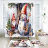 Christmas Shower Curtain Bath Tent Bathroom Polyester Door Curtain Curtain Partition Curtain Toilet Seat Four-Piece Set
