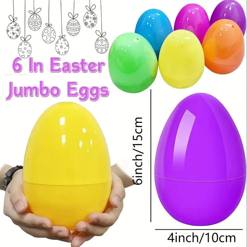 6Pcs Jumbo Easter Eggs Giant Fillable Easter Eggs Colorful Candy Box Easter Party Decoration Children Gift Toy Birthday Supplies
