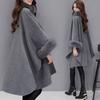 Lady Winter Cape Coat Dolman Sleeves Thick Shawl Loose Stand Collar Solid Color Faux Fur Decor Warm Daily Wear Work Outdoor Poncho