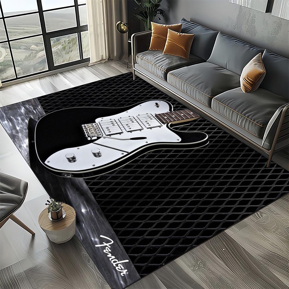 27 Style New 3D Fender Retro Guitar Instruments Music Carpet Rug for Living Room Bedroom Home Sofa Decoration,Non-slip Floor Mat