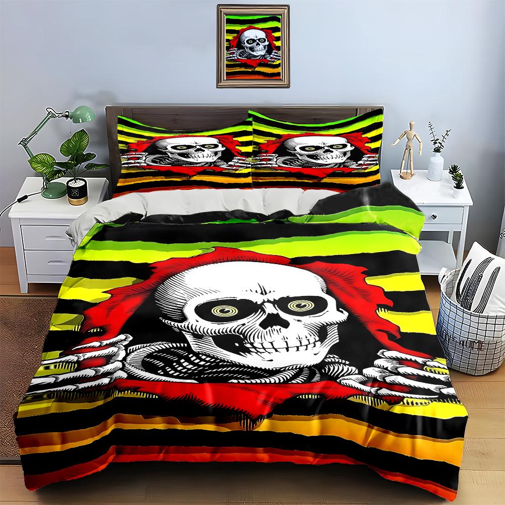 Skull with stripes Bedding Duvet cover sets Duvet covers Pillowcases gifts (1 * Duvet Cover 2 * Pillowcases, without duvet insert)