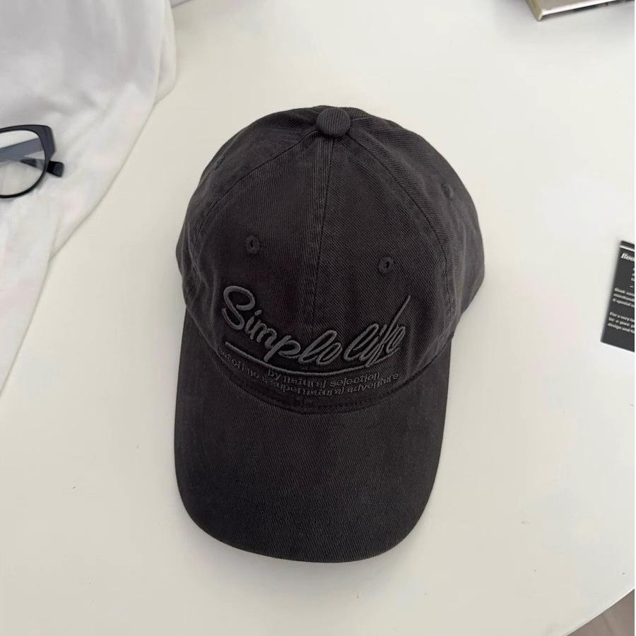 American Retro Letter-embroidered Blue Baseball Cap Women Wide Brim In Summer Sun-protective Baseball Cap for Men