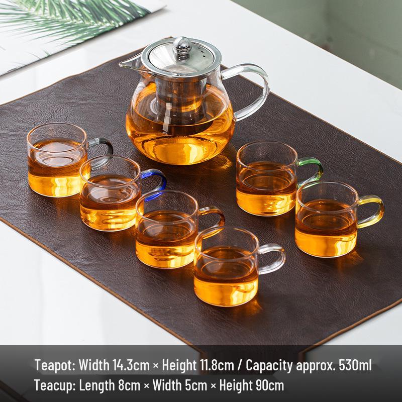 High-Quality Borosilicate Glass Tea Set: 5-Piece Heat-Resistant Kit with Tea Infuser and Separate Flower Tea Filter for Home Use.