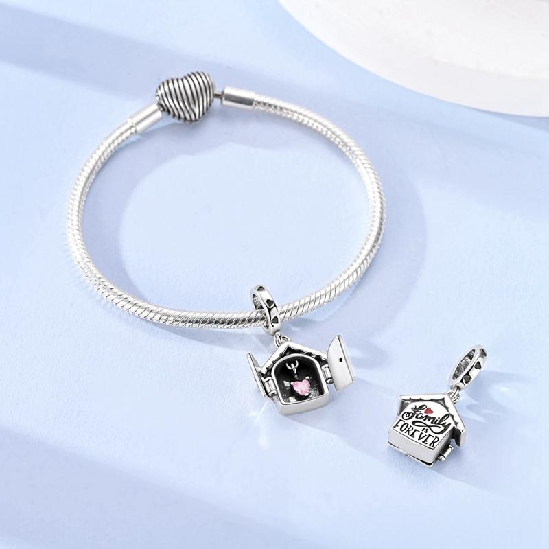 Original 925 Sterling Silver Charms Can Open Family House Pendant Fit Original Bracelet Necklace For Women DIY Jewelry Gift