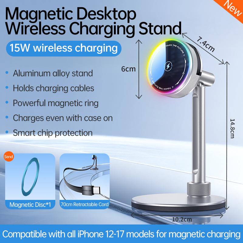 

Magnetic Wireless Charging Stand for Desktop срібний