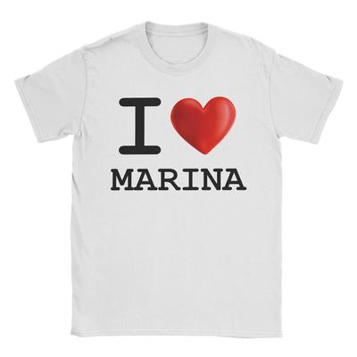 Men TShirt I Love Marina Casual Pure Cotton Tee Shirt Short Sleeve  T Shirt Round Neck Clothes New Arrival
