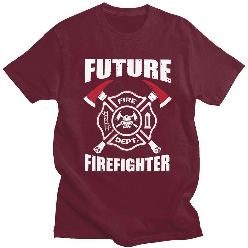 Custom Future Firefighter Tshirts for Men Short Sleeves Casual T Shirt Fire Rescue Fireman Tshirts Slim Fit Pure Cotton Tees