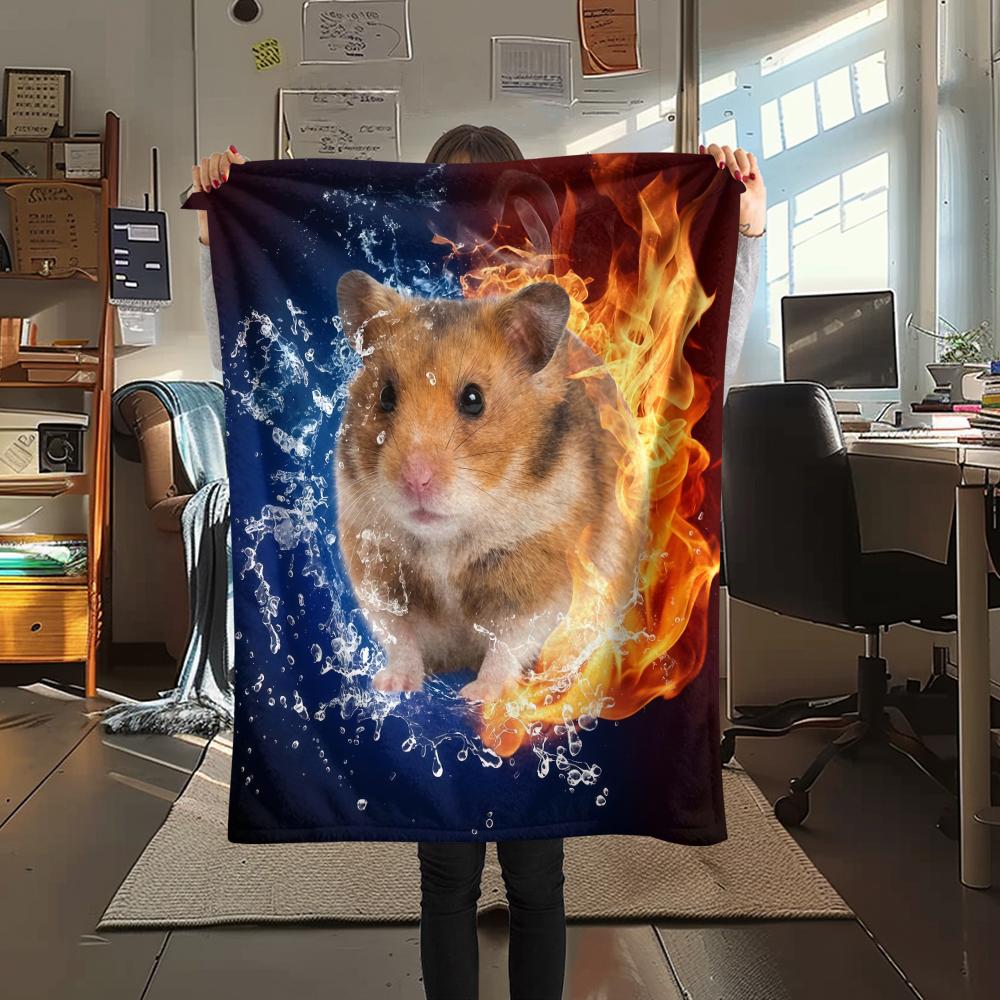 Blue Red Flame Cat Chicken DogPrint Flannel Blanket,High quality Comfortable for All Seasons,Home Decor,Warmth and Comfort,Perfect for Christmas Gifts