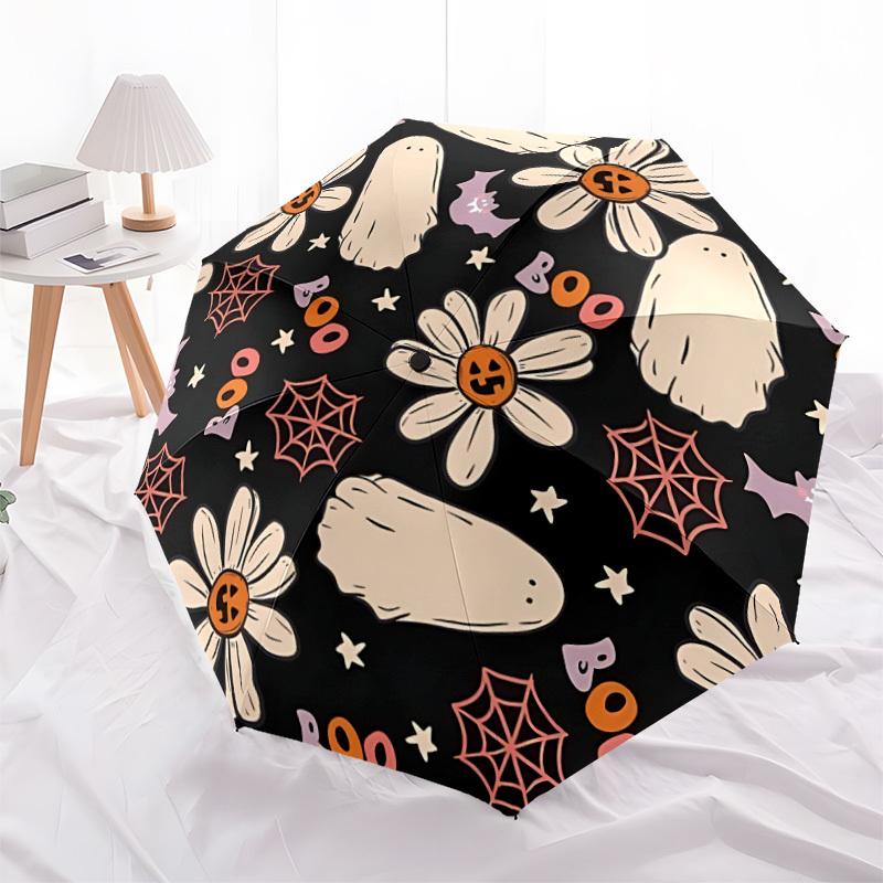 1pc Halloween Flowers Automatic Open/Close Umbrella with One Touch Button,, Windproof Design   Lightweight Portable Umbrella for Women & Men6064
