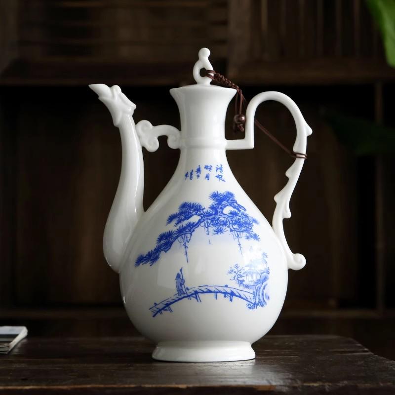 Ancient Style Retro Ceramic Baijiu Decanter Set with Wine Glasses