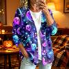 Women's Casual Long Sleeve Jacket with Halloween Print for Holiday