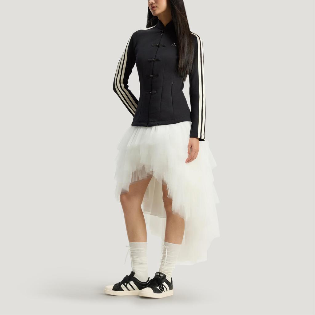 adidas FW25 Samuel Gui Yang Mitgestaltete Spacer Jacke im lässigen Streifen-Sportstil im neuen chinesischen Stil für Damen HY2130