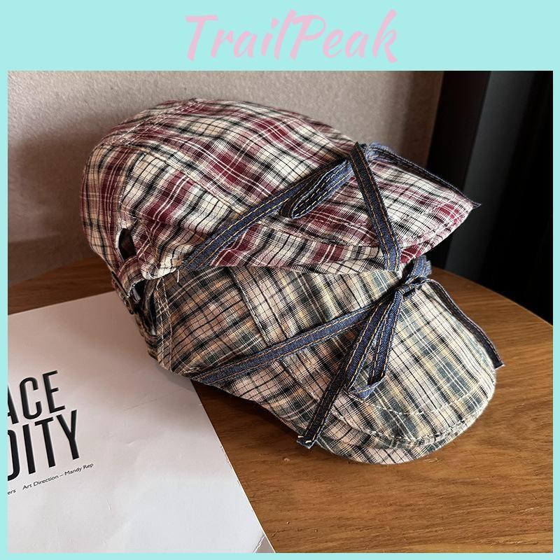 Unique Checkered Cap Women Fashion Beret With Breathable Fabric For Use Daily