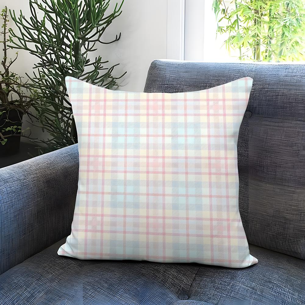 Simple Checkered Pattern Cushion Cover Comfortable Reversible Pillow Cover Ideal For Car Sofa Bedroom & Beyond