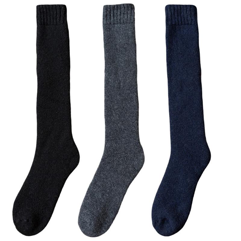 3 Pair Winter Thick Warm Knee-High Men's Wool Socks Men's Merino Calf Socks Casual Cashmere Terry Socks Fashion Stockings Men