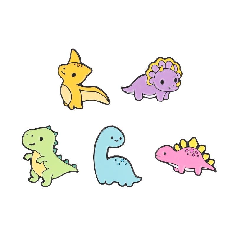 Cartoon Dinosaurier Emaille Pins Kawaii T-Rex Triceratops Stegosaurus Pterosaur Niedliche Tier Broschen Revers Anstecker Schmuck Geschenke