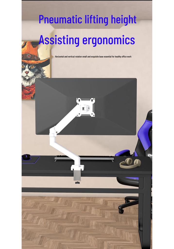 360° Adjustable No-Drill Monitor Stand with Heightening Table Clamp