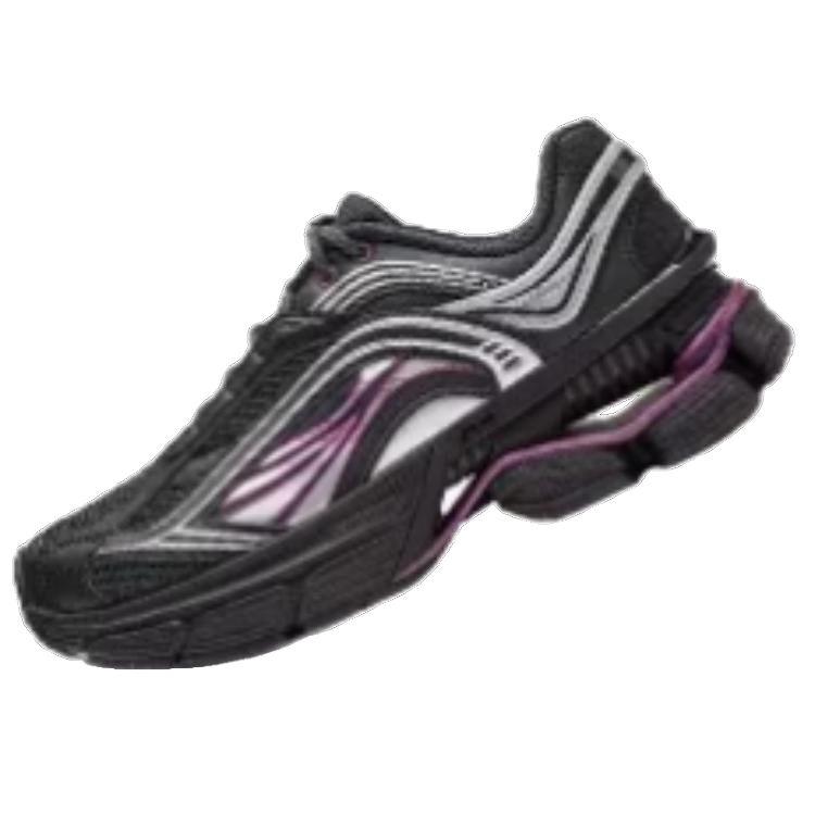 Li-Ning Comfortable Simple Shock Absorption Non-Slip Low-Top Running Shoes Women Sneaker Black Purple AGCU044-1