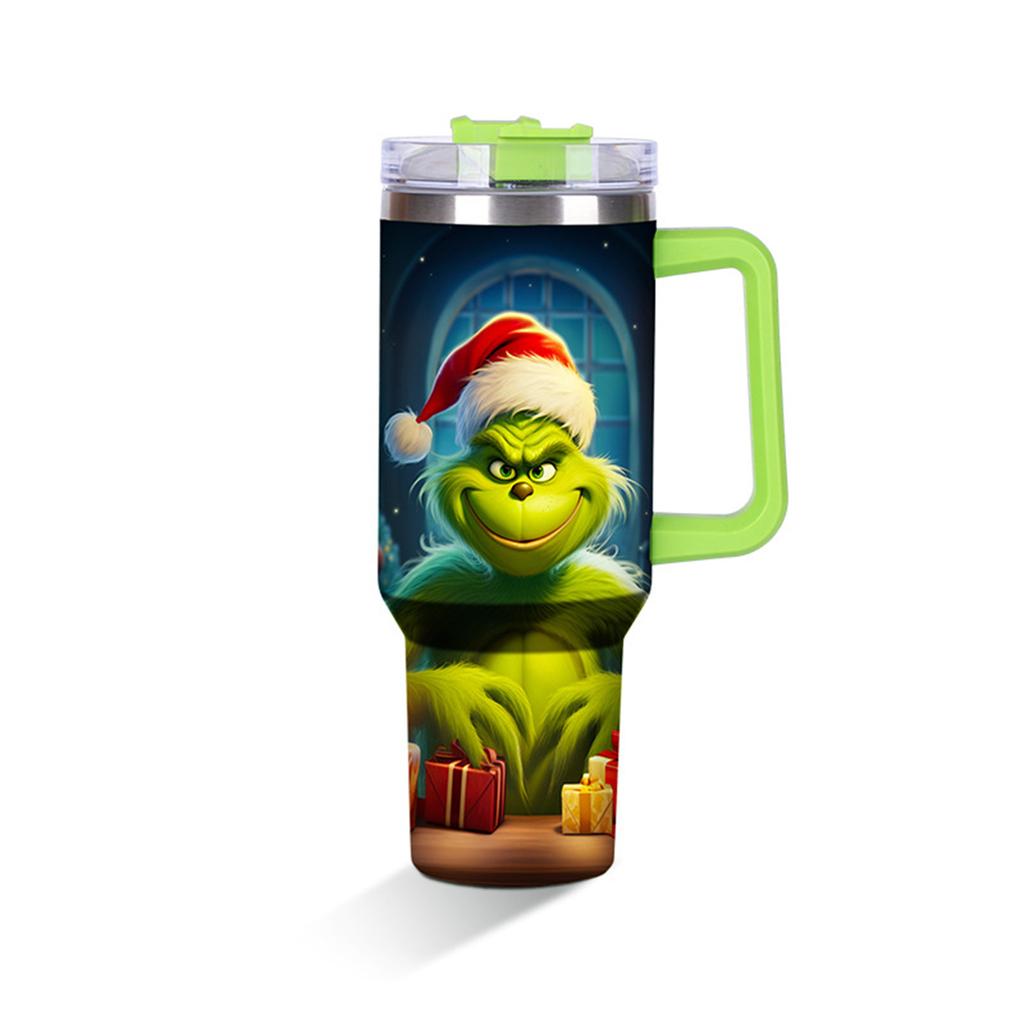 Vánoční pohár 40 oz, pohár pro veselé vánoce s rukojetí a brčkem, pohárek 40 oz udržuje studené teplo a led po celé hodiny