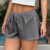 Women Summer Casual Holiday High-Waisted Drawstring Plaid Shorts Pants