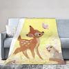 Bambi Cute Deer Blankets Velvet All Season  Portable Lightweight Thin Throw Blankets for Bed Travel Rug Piece