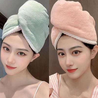 Fashion 2PC Women Long Hair Quick-Dry Hair Towel Soft Microfiber Shower Cap Towel Bath Hats