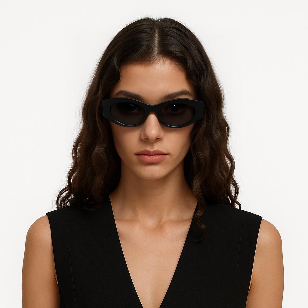 Versace Solid Design Cat Eye Sunglasses Women Sunglasses Black VE4480U