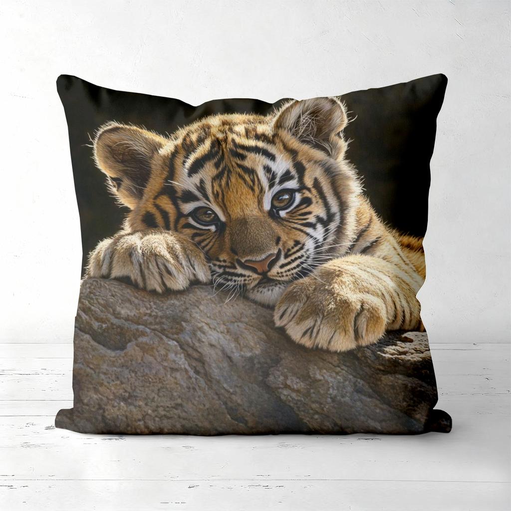 Cute Wild Baby Animal Print Throw Pillow Covers Pattern Cushion Cover Suitable For Sofa Bedroom Car Pillow Cover