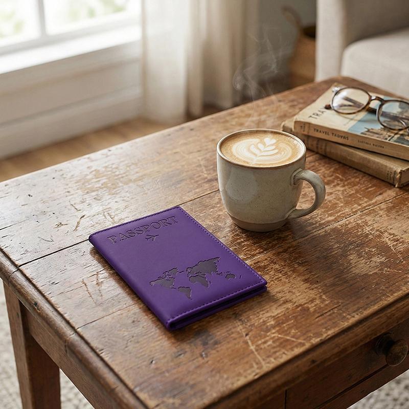 1pc Passport Holder Slim & Portable Map Essential Cruise Passport Cover for Travel PU